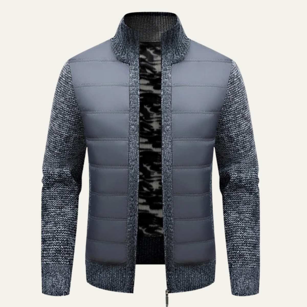 Men’s Mixed-Media Puffer Knit Jacket