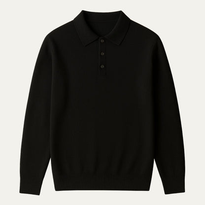 Men’s Refined Long-Sleeve Polo Sweater