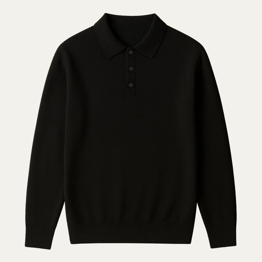 Men’s Refined Long-Sleeve Polo Sweater