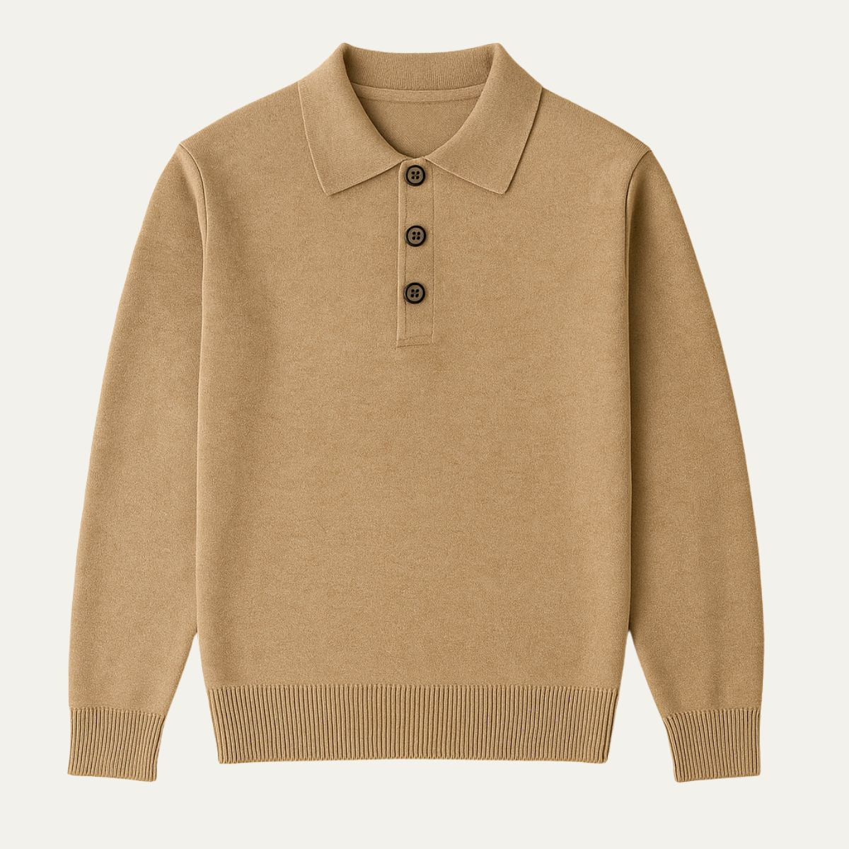 Men’s Refined Long-Sleeve Polo Sweater