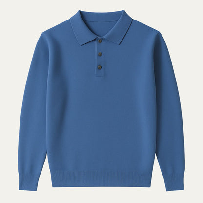 Men’s Refined Long-Sleeve Polo Sweater