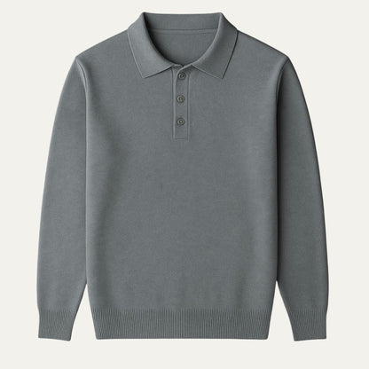 Men’s Refined Long-Sleeve Polo Sweater