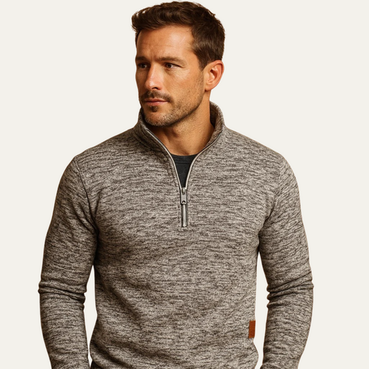 Men’s Quarter-Zip Sweatshirt with Stand-Up Collar