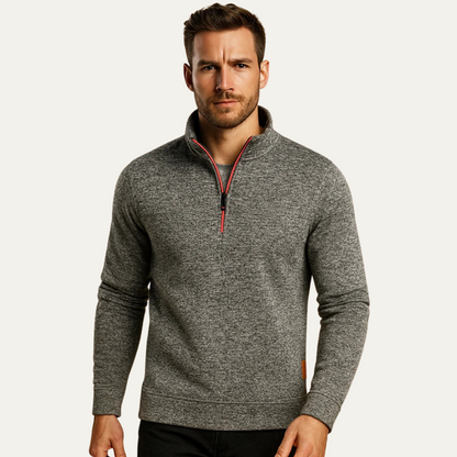 Men’s Quarter-Zip Sweatshirt with Stand-Up Collar