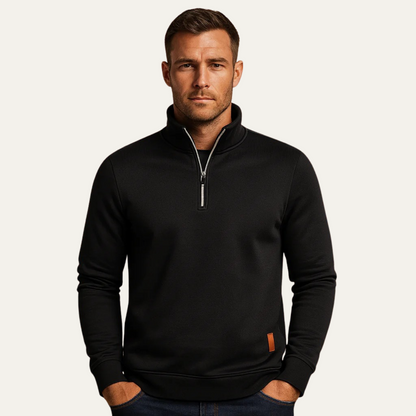 Men’s Quarter-Zip Sweatshirt with Stand-Up Collar