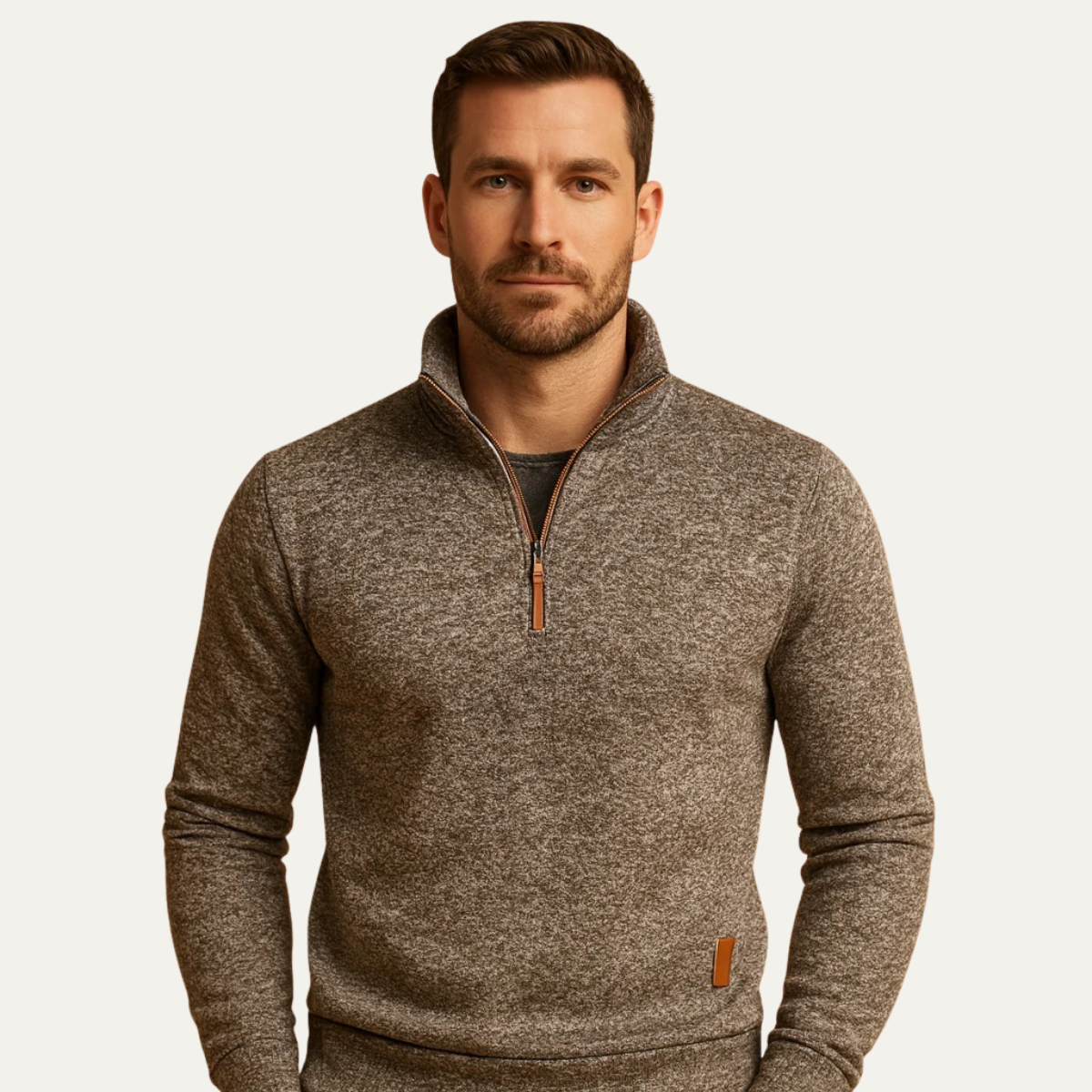 Men’s Quarter-Zip Sweatshirt with Stand-Up Collar