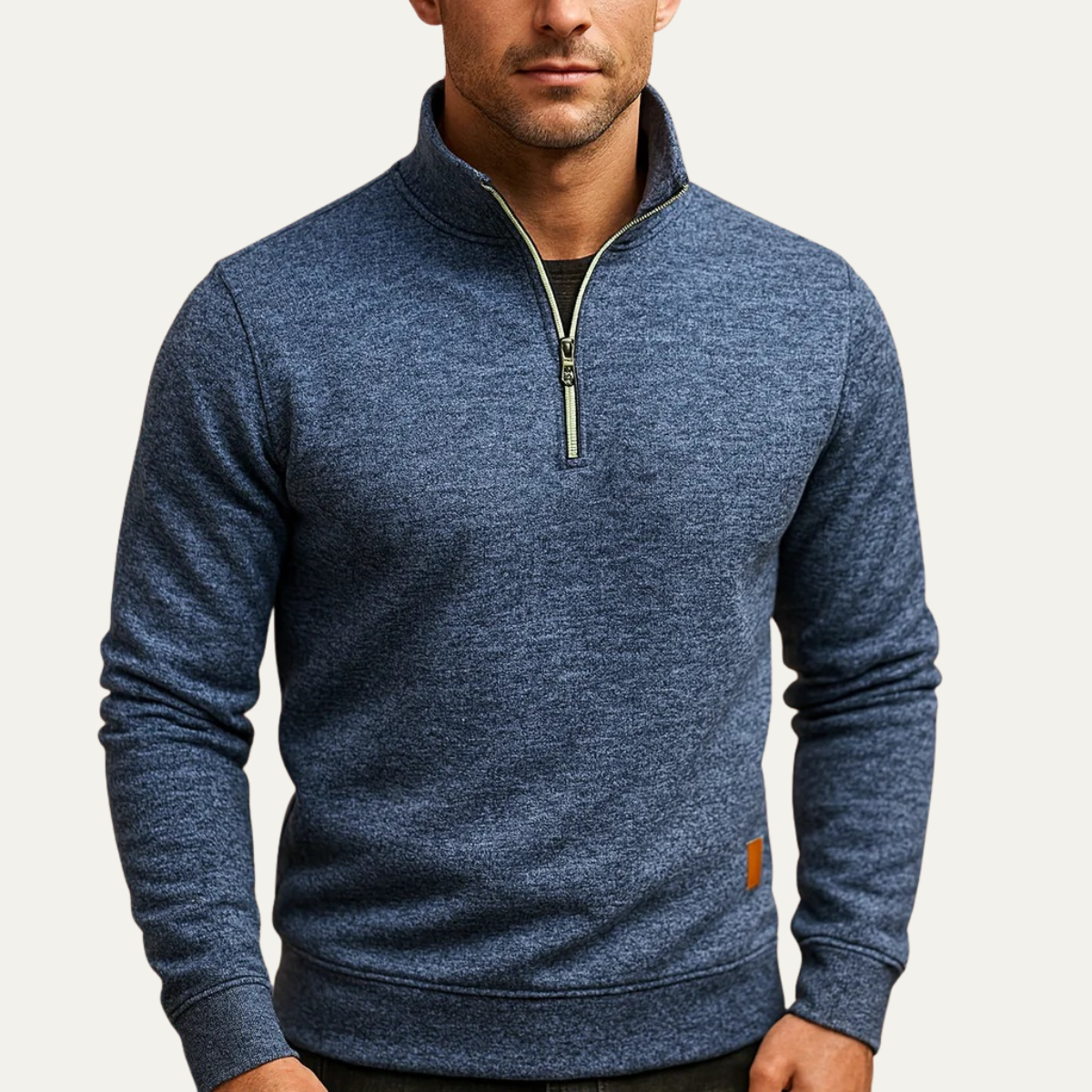 Men’s Quarter-Zip Sweatshirt with Stand-Up Collar