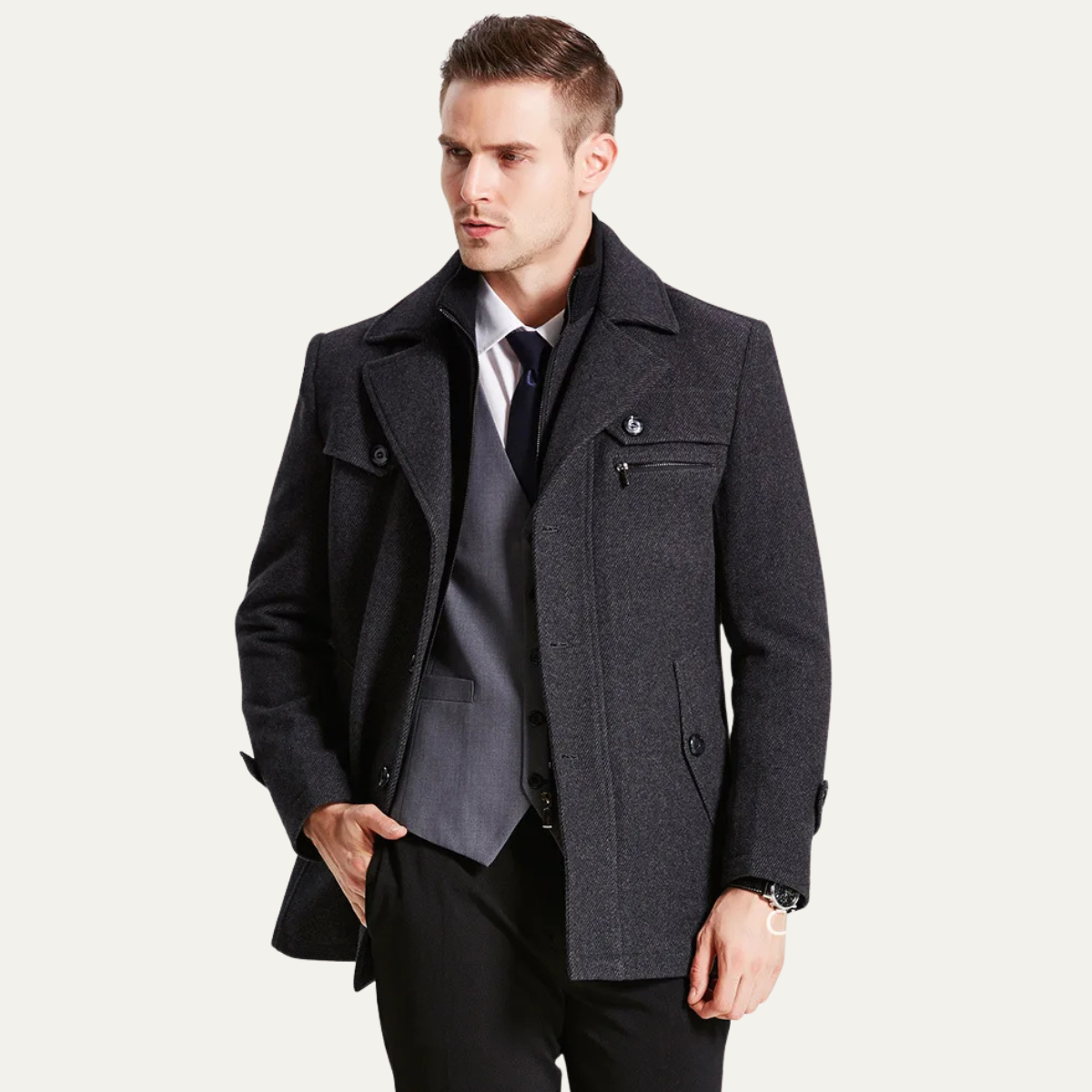 Men’s Peacoat-Style Winter Coat
