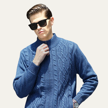 Men’s Sherpa-Lined Wool Cardigan