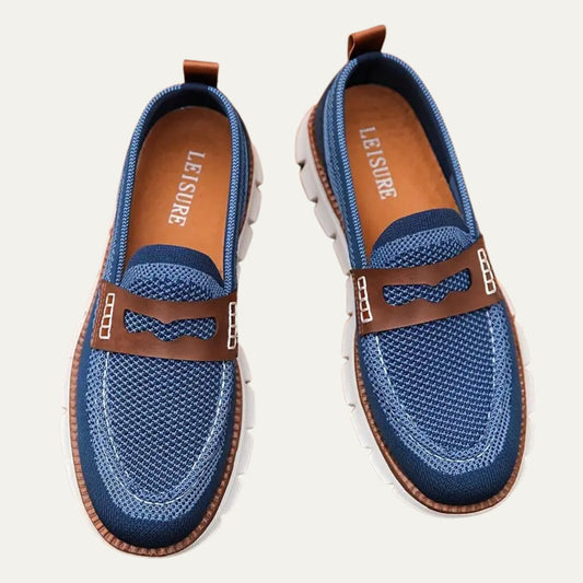 Men’s Knit Loafers with Leather Strap
