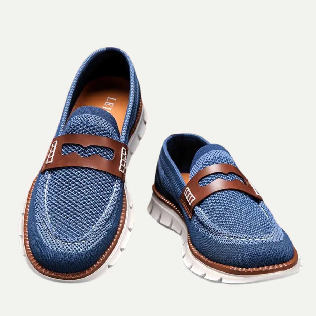 Men’s Knit Loafers with Leather Strap