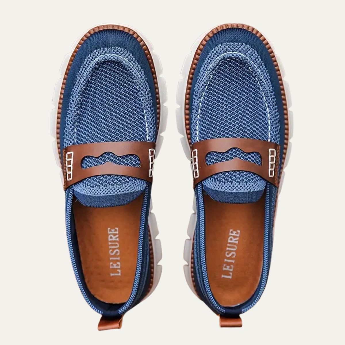 Men’s Knit Loafers with Leather Strap