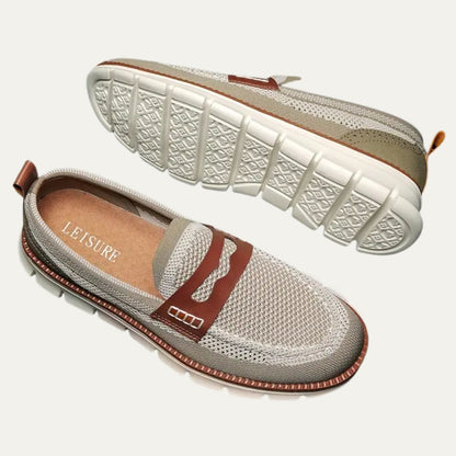 Men’s Knit Loafers with Leather Strap