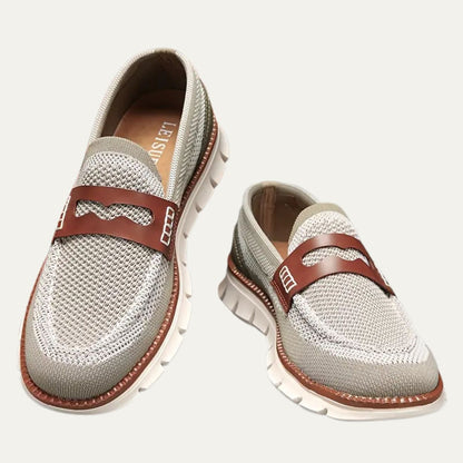 Men’s Knit Loafers with Leather Strap