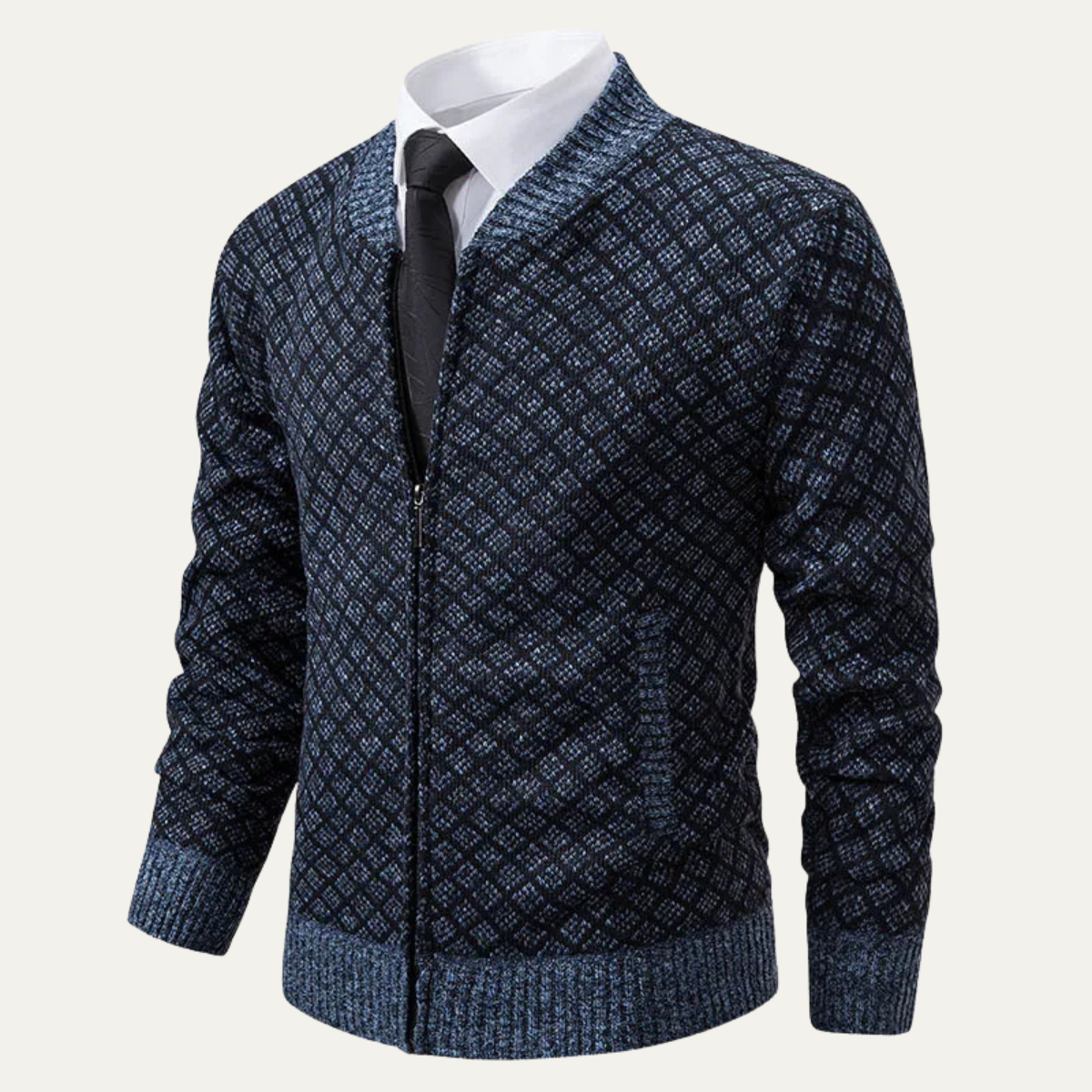 Men’s Geometric Pattern Bomber Cardigan