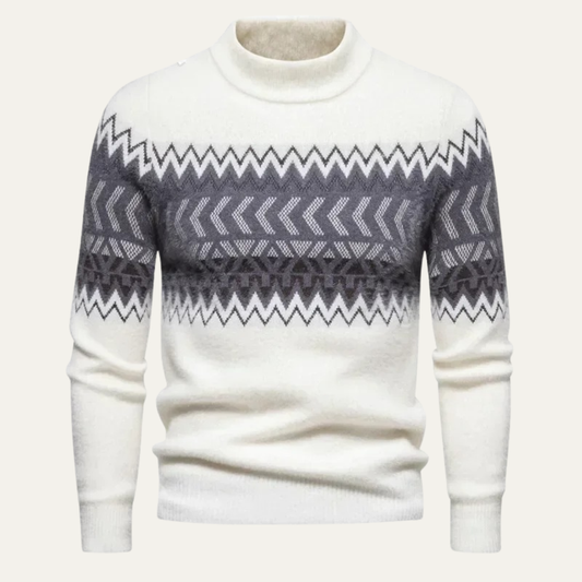 Men’s Patterned Knit Turtleneck Sweater