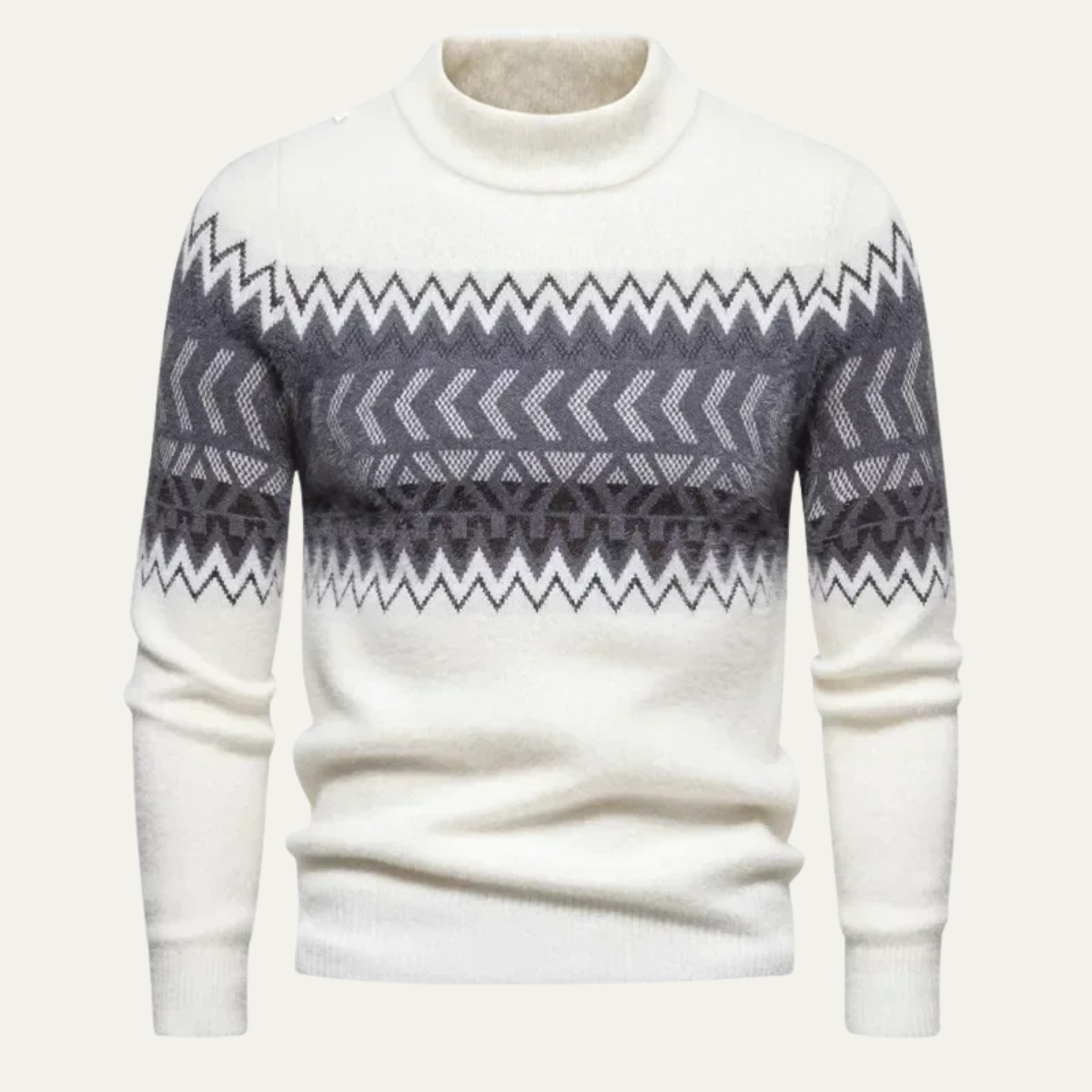 Men’s Fuzzy Reindeer Print Mock Turtleneck Sweater