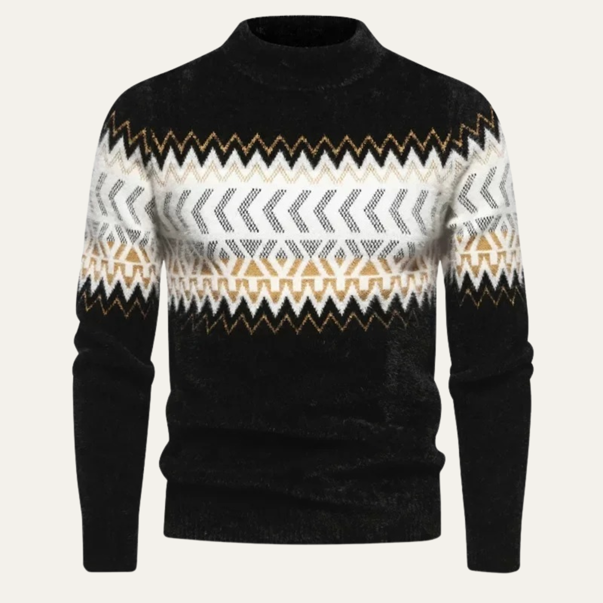 Men’s Patterned Knit Turtleneck Sweater