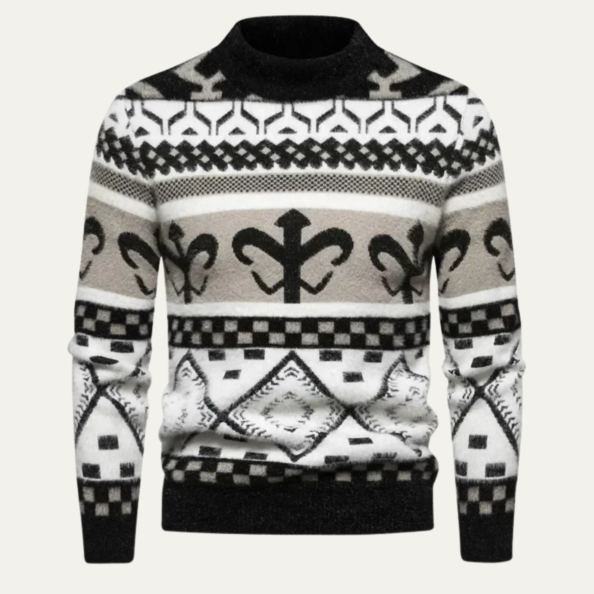 Men’s Patterned Knit Turtleneck Sweater
