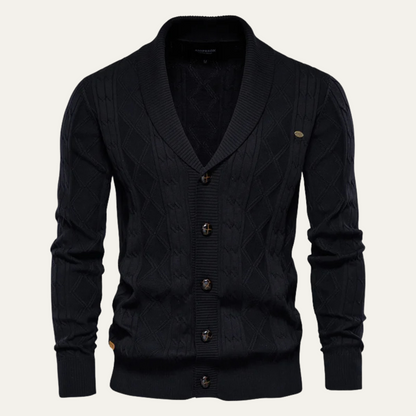 Men’s Shawl-Collar Cardigan with Cable Knit