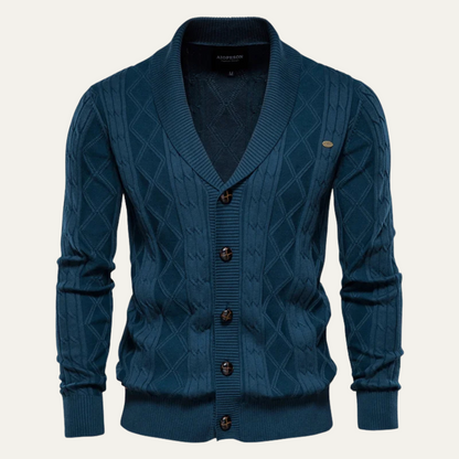Men’s Shawl-Collar Cardigan with Cable Knit