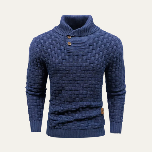 Men’s Chunky Knit Sweater with Shawl Collar