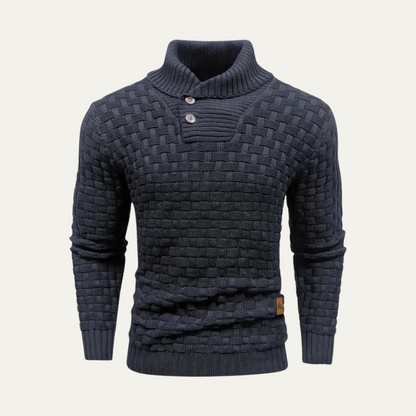 Men’s Chunky Knit Sweater with Shawl Collar