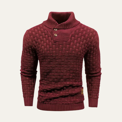 Men’s Chunky Knit Sweater with Shawl Collar
