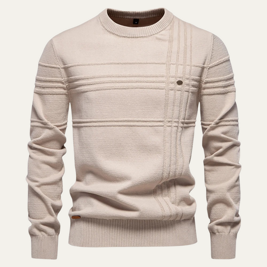Men’s Grid Pattern Crewneck Sweater