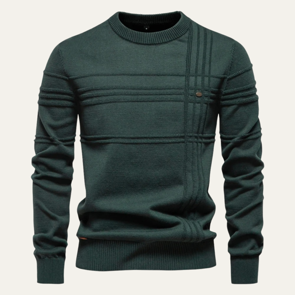 Men’s Grid Pattern Crewneck Sweater