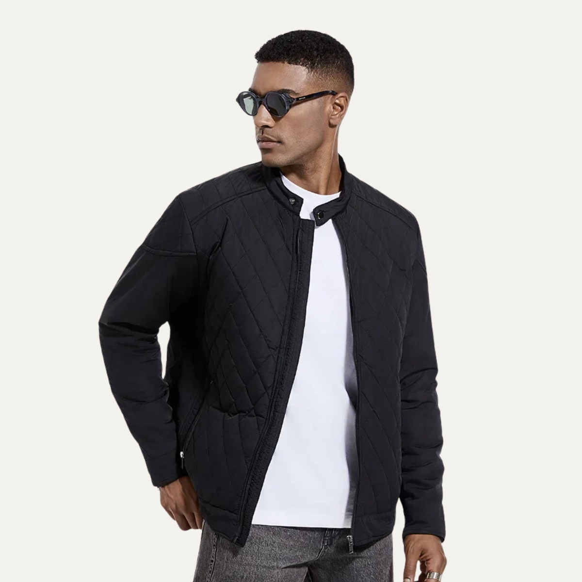 Men’s Diamond-Quilted Racer Jacket
