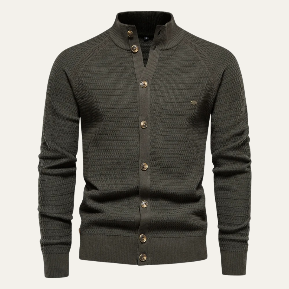 Men's Textured Stand Collar Cardigan