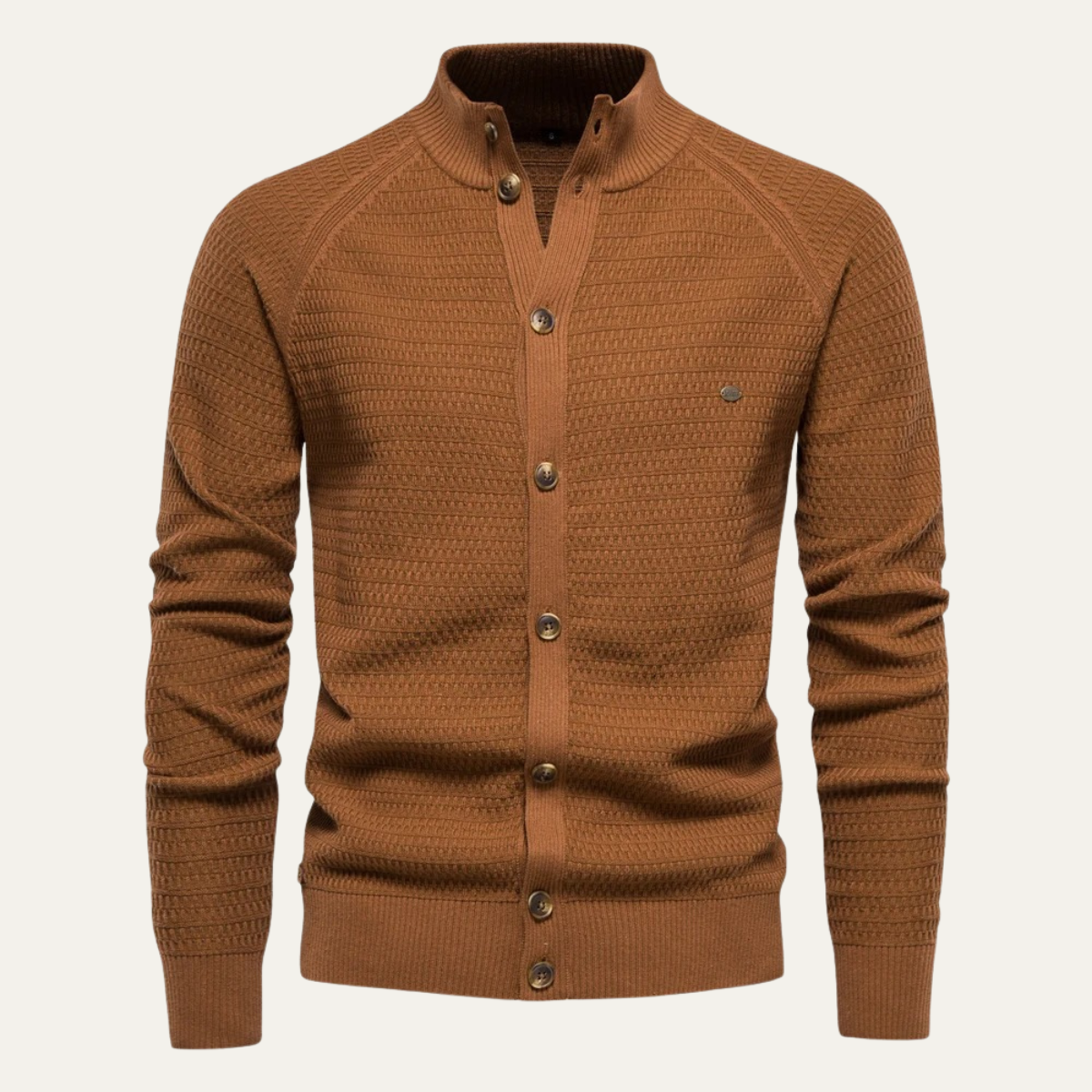 Men's Textured Stand Collar Cardigan