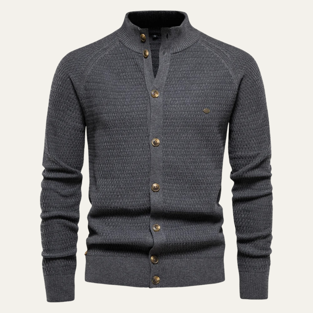 Men's Textured Stand Collar Cardigan