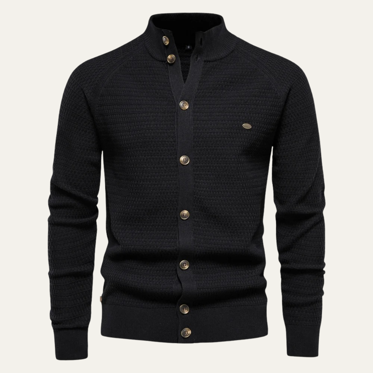 Men's Textured Stand Collar Cardigan