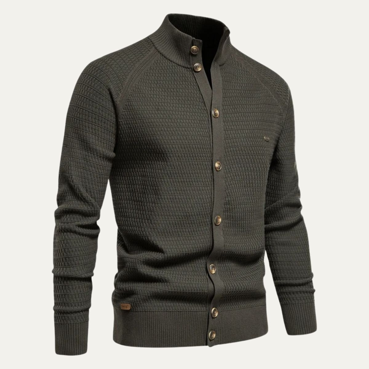 Men's Textured Stand Collar Cardigan