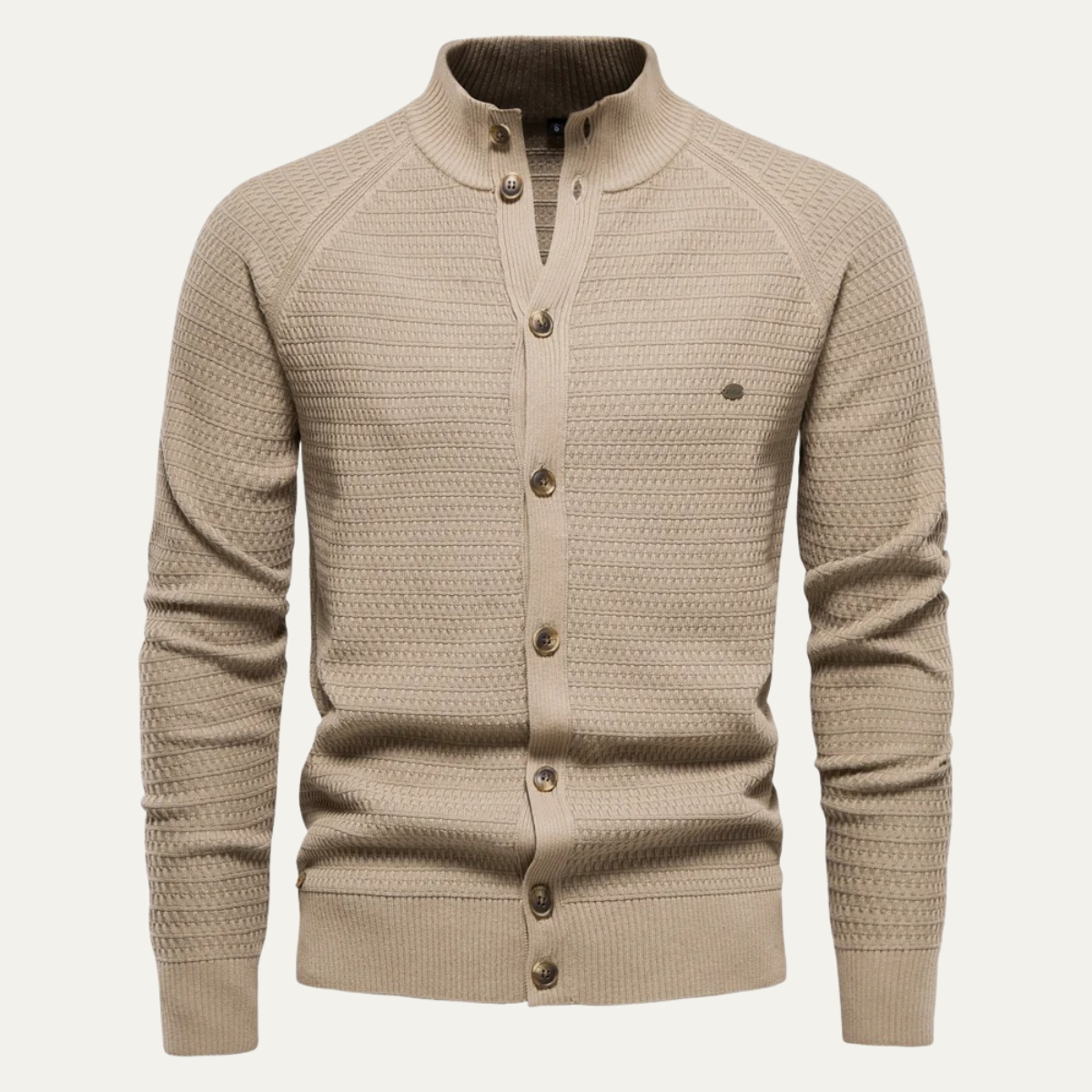 Men's Textured Stand Collar Cardigan