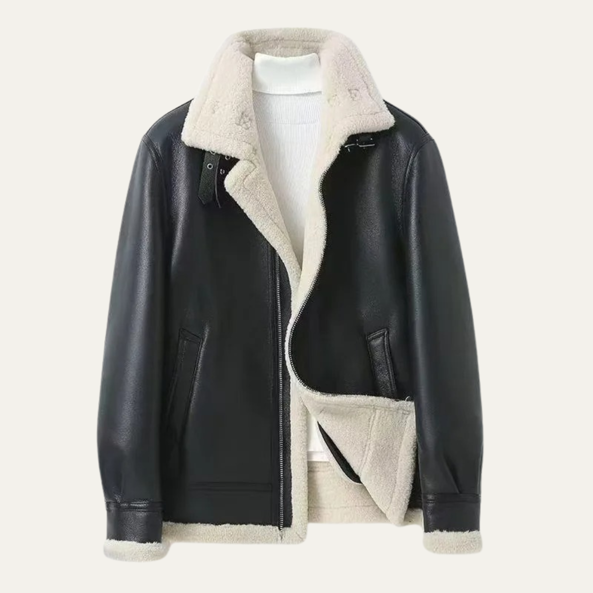 Men’s Shearling-Lined Aviator Winter Jacket