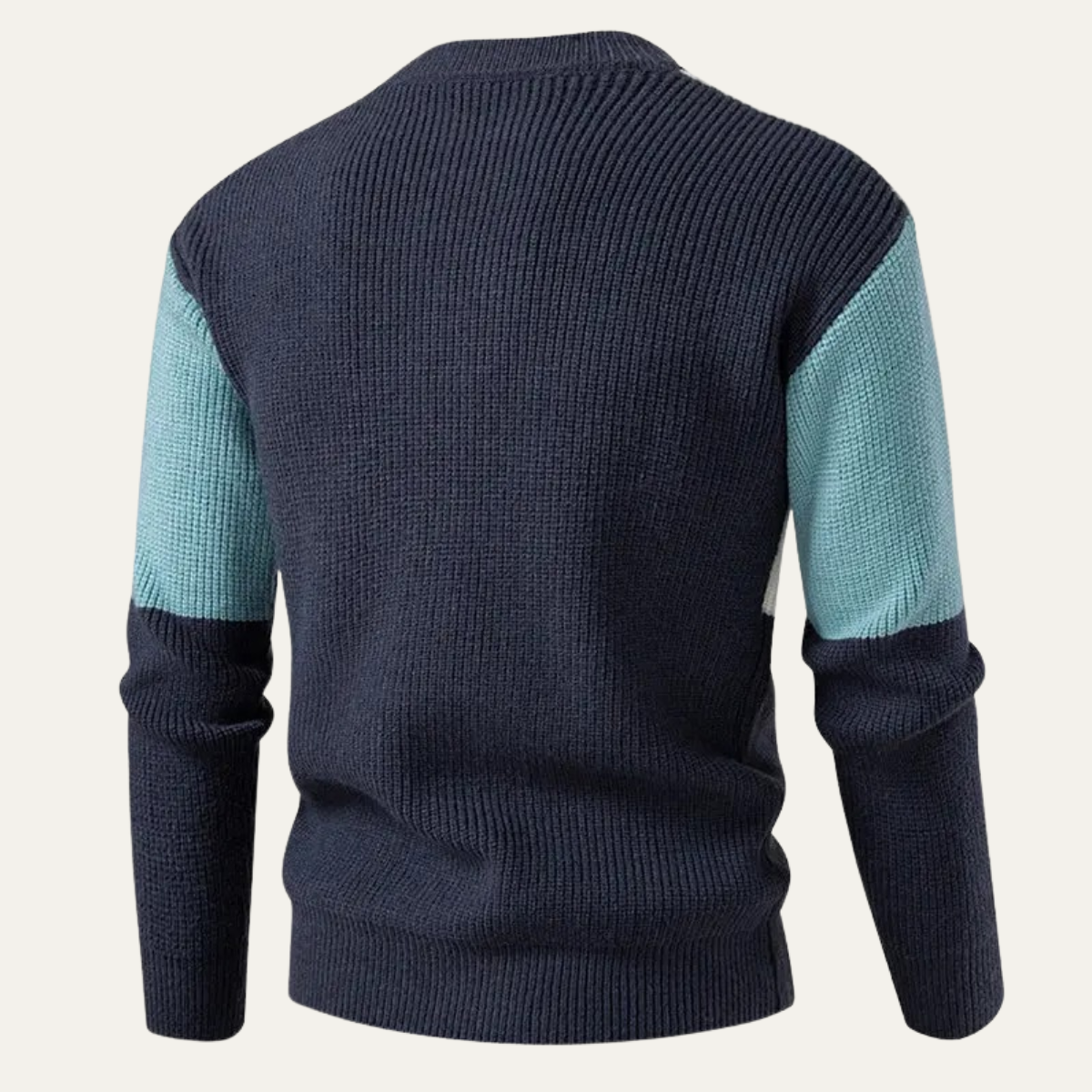 Men’s Color Block Chunky Ribbed Crewneck Sweater