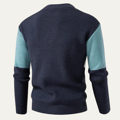 Men’s Color Block Chunky Ribbed Crewneck Sweater