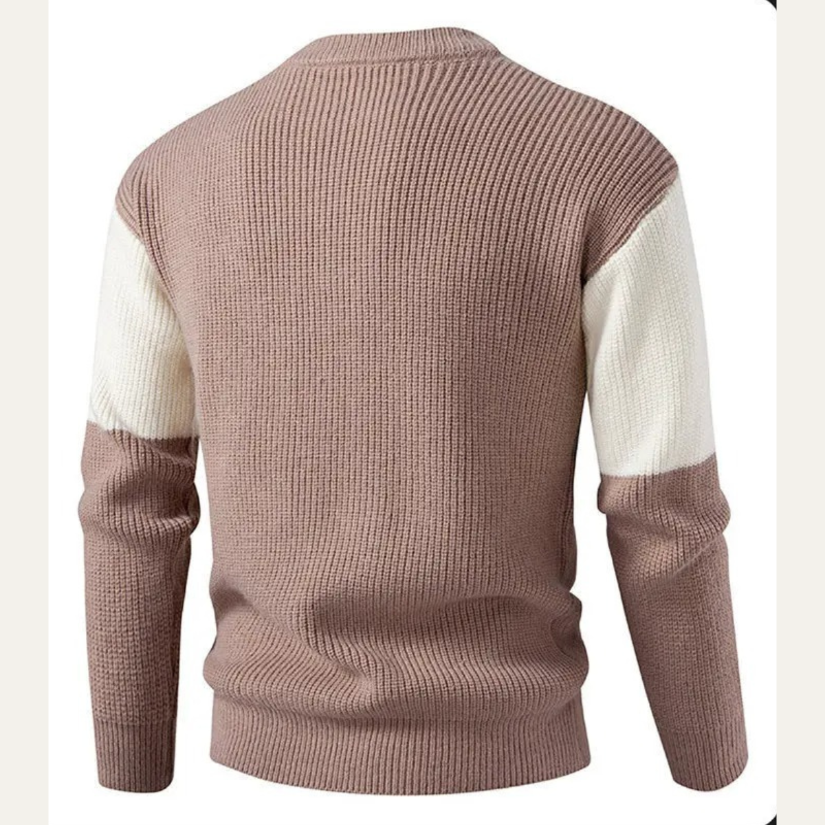 Men’s Color Block Chunky Ribbed Crewneck Sweater