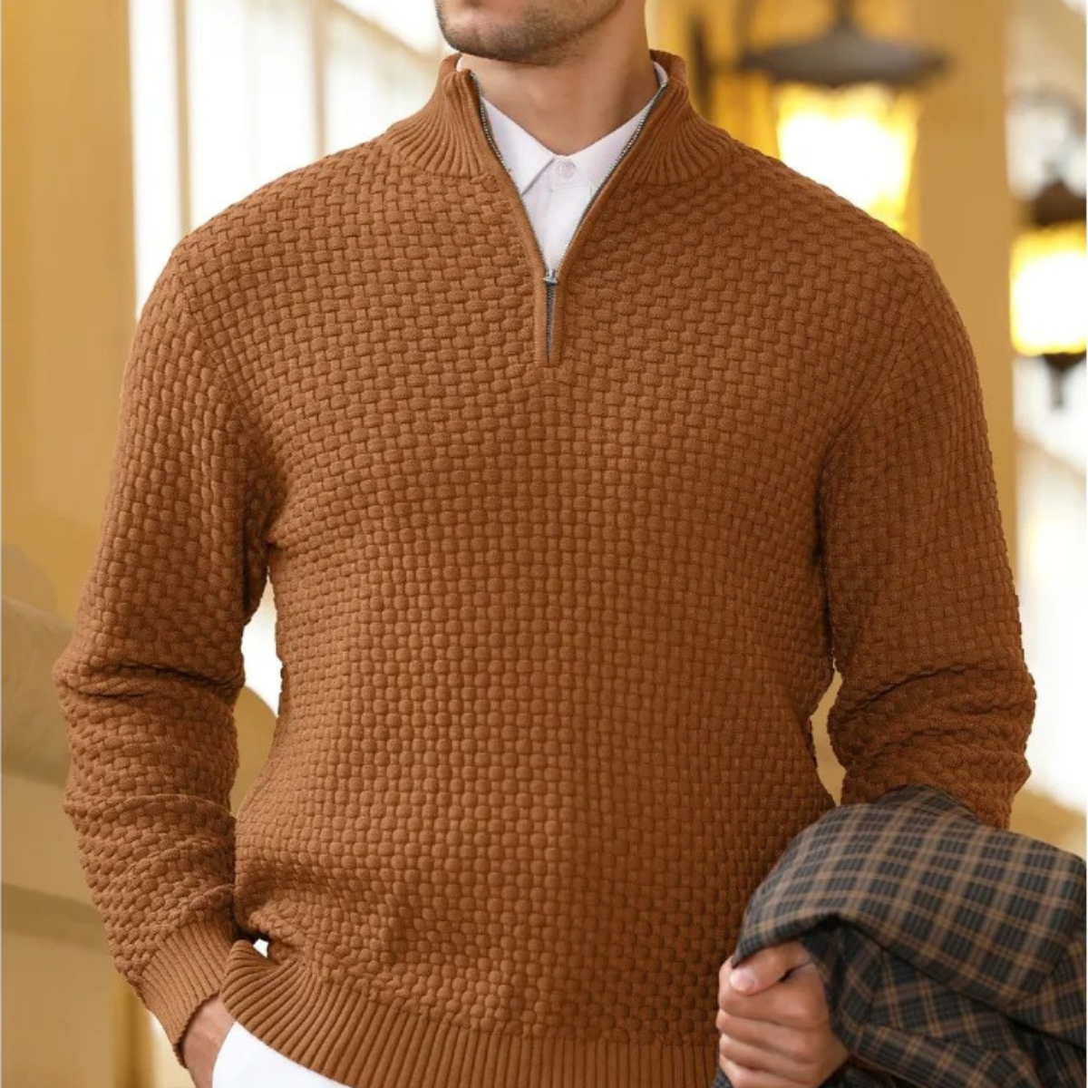 Men’s Cozy Textured Zip Sweater