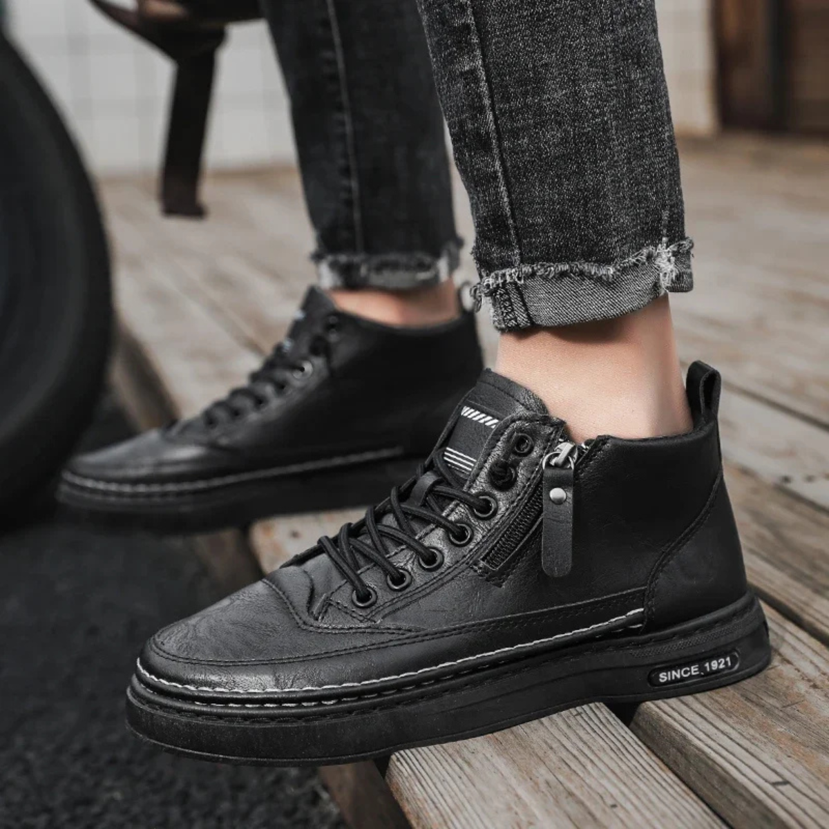 Men’s Leather High-Top Sneakers