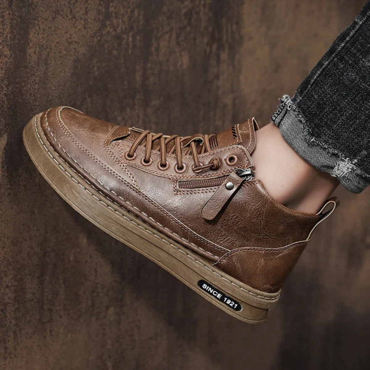 Men’s Leather High-Top Sneakers