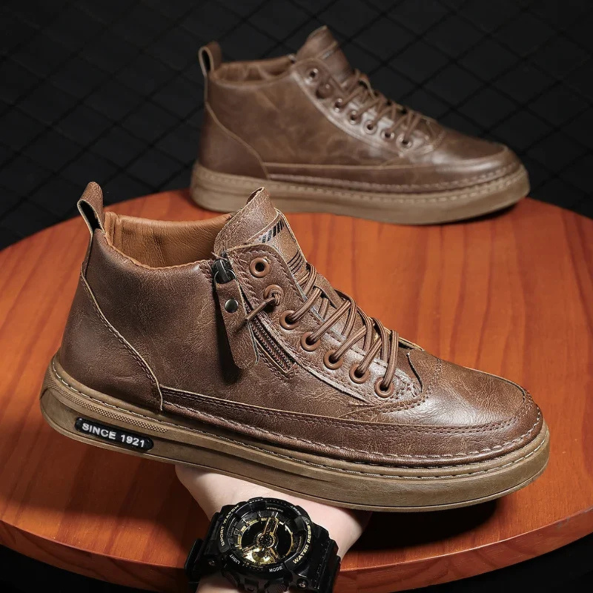 Men’s Leather High-Top Sneakers