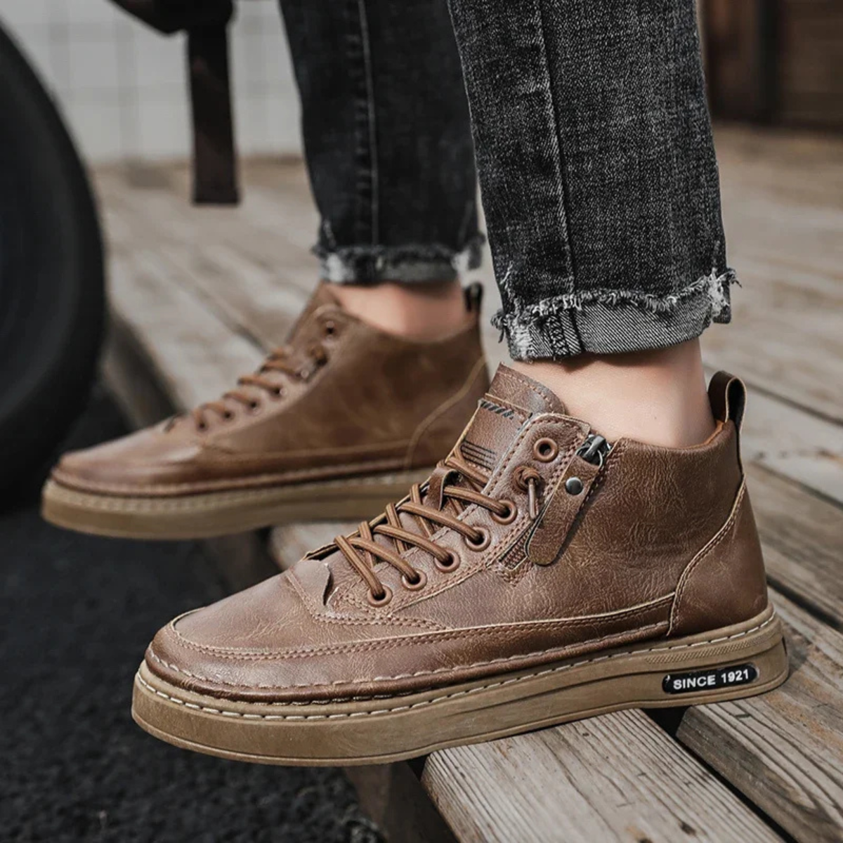 Men’s Leather High-Top Sneakers