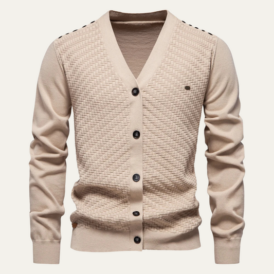 Men’s V-Neck Cardigan with Button Front