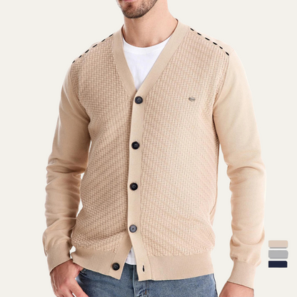 Men’s V-Neck Cardigan with Button Front