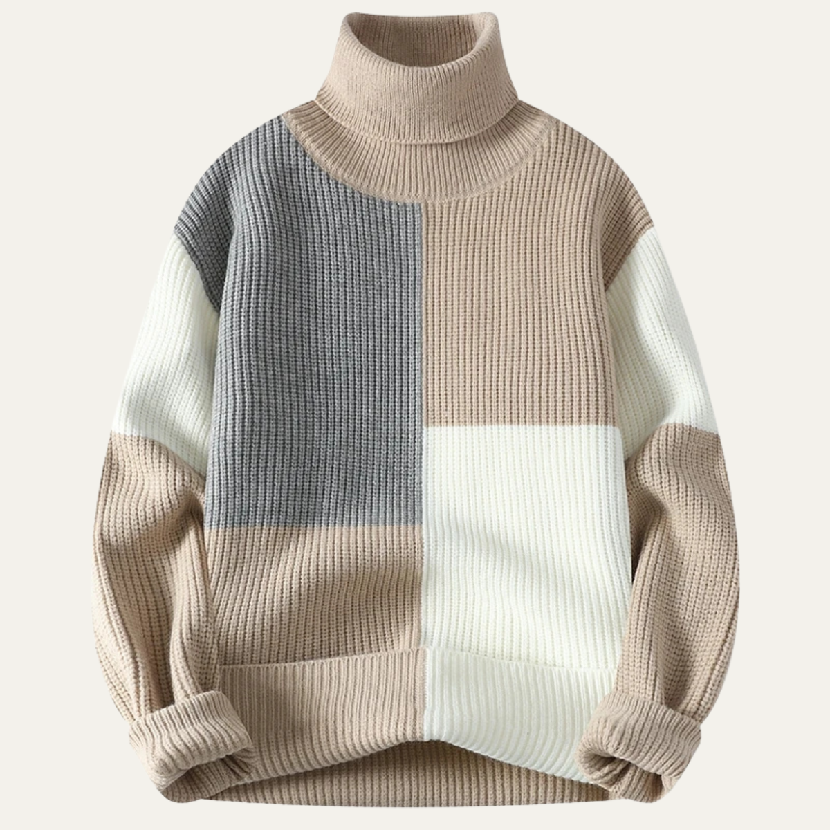 Men’s Bold Colorblock Turtleneck Sweater