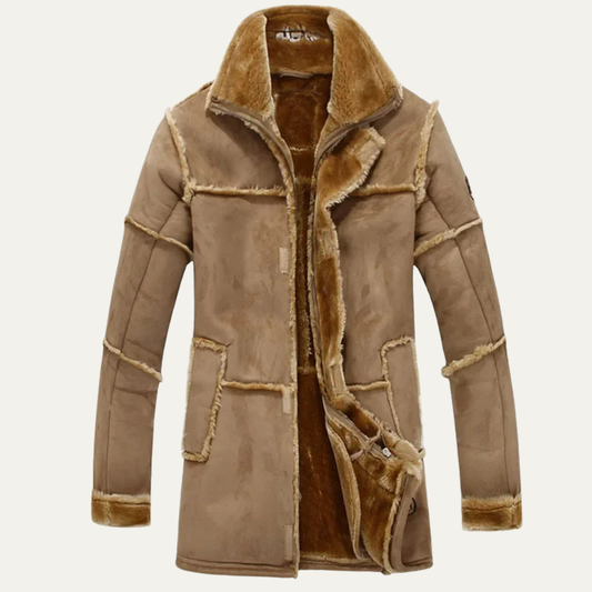 Men’s Shearling Edge Leather Zip Coat
